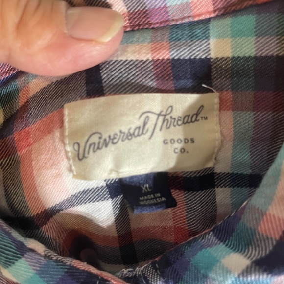 Universal Thread XL pink/Blue/Black Flannel Shirt Lounging Layer Cowgirl - Picture 5 of 8